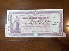 BUONO POSTALE FRUTTIFERO LIRE 1000 TORINO novembre 1937 MONCALIERI SABAUDA