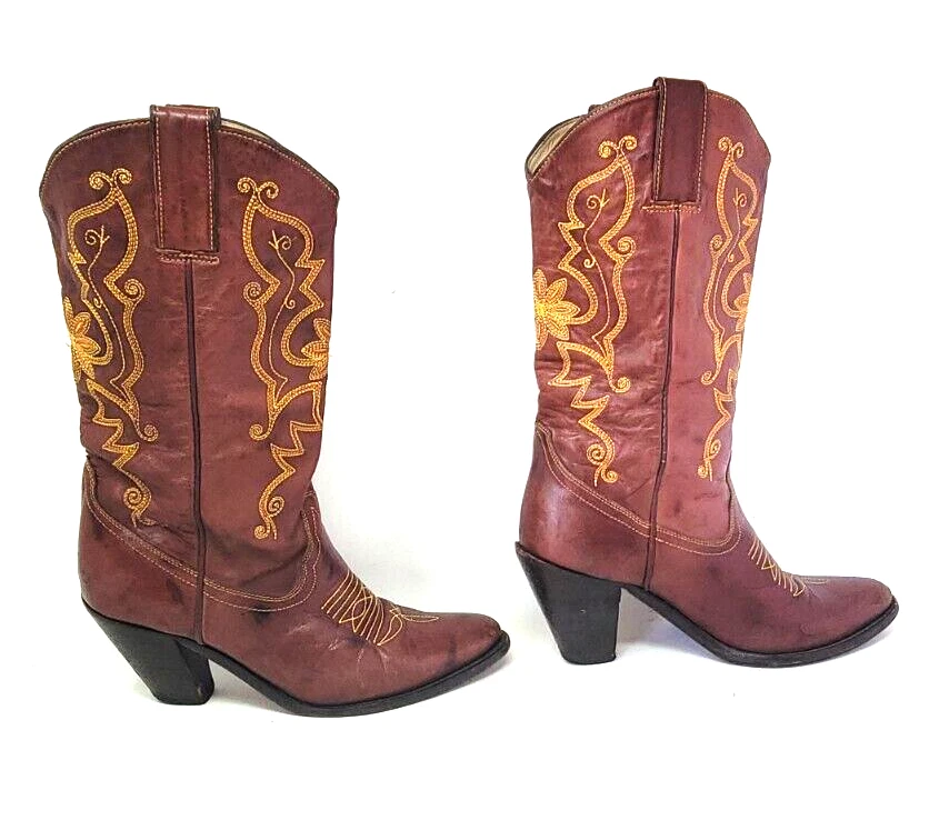 ALDO Women’s Brown Leather Cowboy Boots EU 37, US 6.5-7 Western Style Fair Cond. - Image 3 of 4