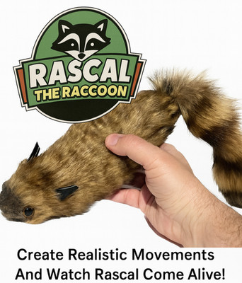Funny RASCAL THE RACCOON Magic Trick Clown Spring Animal Puppet Prop Furry Toy 