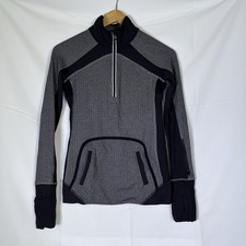Ivivva Speed Seeker Herringbone 1/4 Zip Pullover Gray Black Size 12 Kids