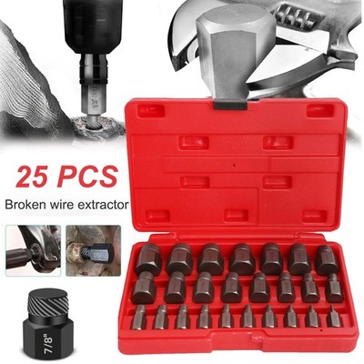 25PCS Multi-Spline Screw Extractor Set Hex Head Bit Socket Wrench Bolt Remover