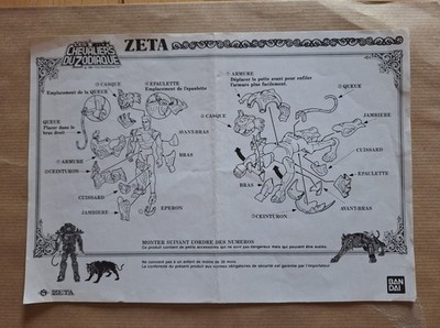 Ritter des Tierkreises Zeta, Montageanleitung auf Französisch, offizielles Bandai