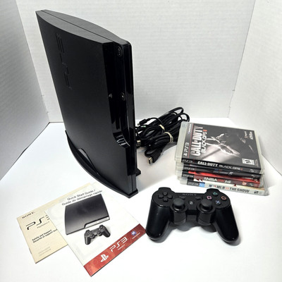 Sony PlayStation 3 PS3 Slim 250GB CECH-2001B Black Console Bundle w/ Games