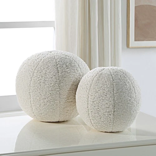 Uttermost 64048 Capra Set of (2) Decorative Fabric Spheres - White - Picture 3 of 3