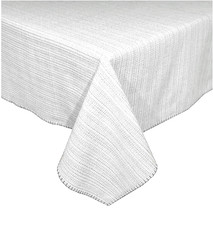 Terra Woven Lyon Fabric Tablecloth Gray Hemstitch Machine Washable 70" RD Round