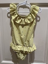 Lizens Girl  s Size 6-7 Yellow  Blue Heart One Piece Swimwear