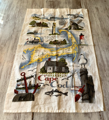 Kay Dee Cape Cod Tea Towel Souvenir Massachusetts Cotton Linen Lighthouse 16x27''