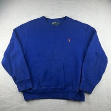 Vintage 90s Polo Ralph Lauren Sweatshirt Men Large Blue Crew Neck Pullover Pony