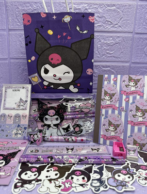 KUROMI Geschenktüte süß Notizbuch Federmäppchen Geldbörse Gummistift Memos SANRIO Geschenk