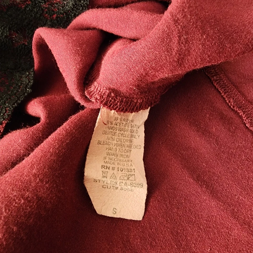 Burgundy Satin Lace Trim Cami Slip Mini Dress Lingerie babygirl milkmaid Y2K Red - Image 3 of 4