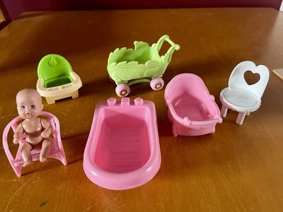 Vintage  Mattel Simba Cepia  Dollhouse Baby Doll Lot Strollers Chairs Etc