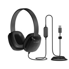 USB Stereo Headphones for PCs and Devices in The Office, Classroom or Home A...