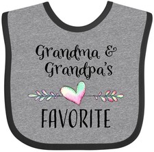 Inktastic Grandma And Grandpas Favorite- Heart Grandchild Baby Bib Grandparents