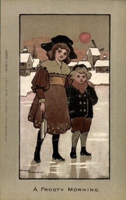 Artist Postcard Parkinson's, Etheld, Children on Ice, A Frosty Morning - 11181976