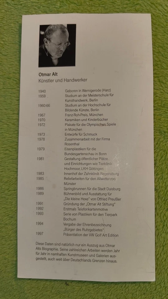 Telefonkarte neu 12DM Motiv vom Künstler Otmar Alt - Bild 2 von 3