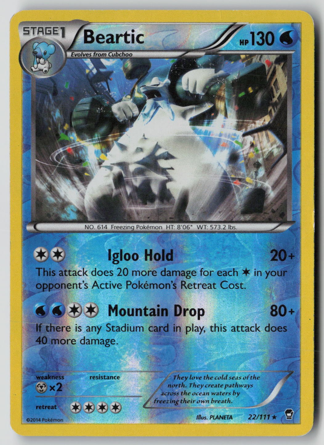 Beartic 22/111 Rare Furious Fists Pokemon Reverse Holo HP