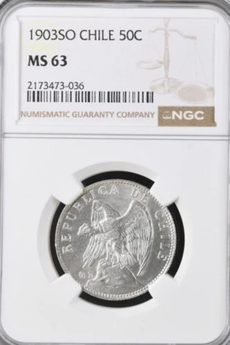 Chile 50 Centavos 1903 NGC MS63