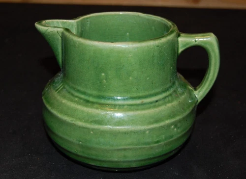 Vintage McCoy Pottery Green Stoneware Milk Pitcher 121 Shield Mark