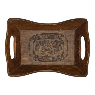 Vintage Wooden Bread Tray ''Give Us This Day Our Daily Bread'' 1970's VTG