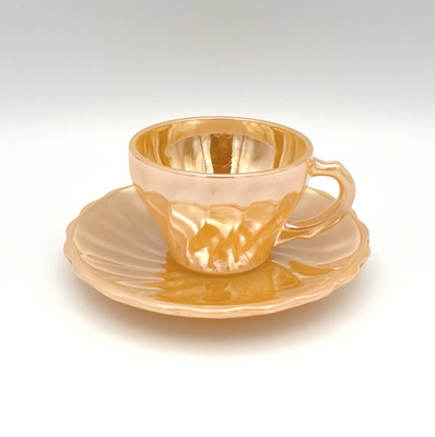 Vintage Mokkatasse Fire-King USA Anchor Hocking 1950er Peach Shell Tasse #4337