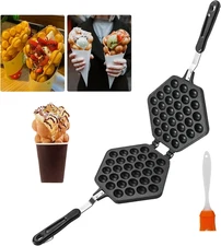 MAOPINER Bubble Waffle Maker Pan Waffle Cake Mold Pot Non-Stick Double Side Egg