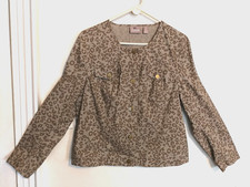 Chicos Women Jacket 2 L 12 Leopard Animal Print Brown Gray Button Up Long Sleeve