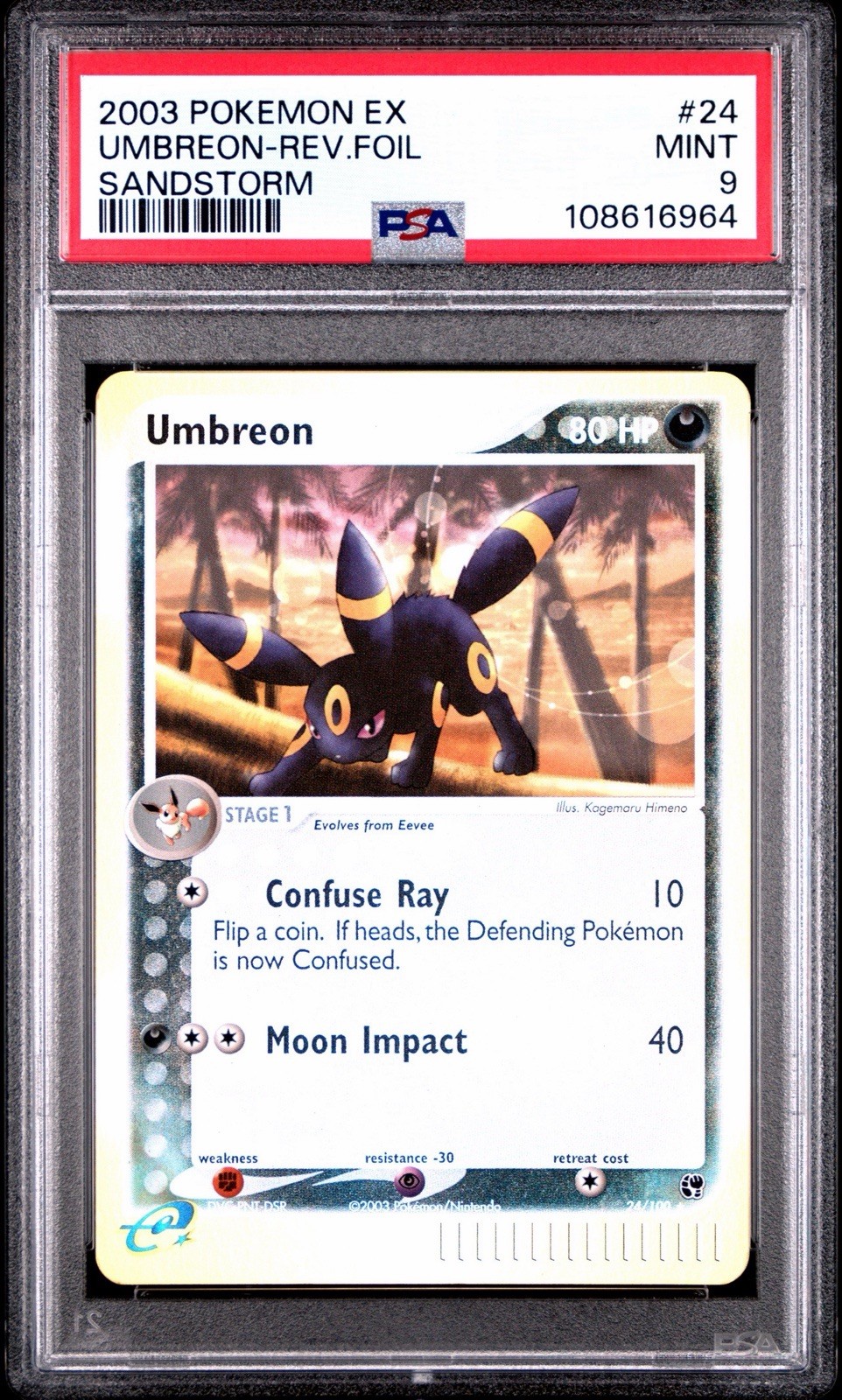 2003 POKEMON EX SANDSTORM #24 UMBREON REV FOIL PSA 9 MINT