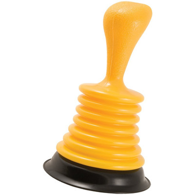 PlumbCraft Mini Drain Plunger Compact Yellow Easy Bathroom Kitchen Sink Cleaner