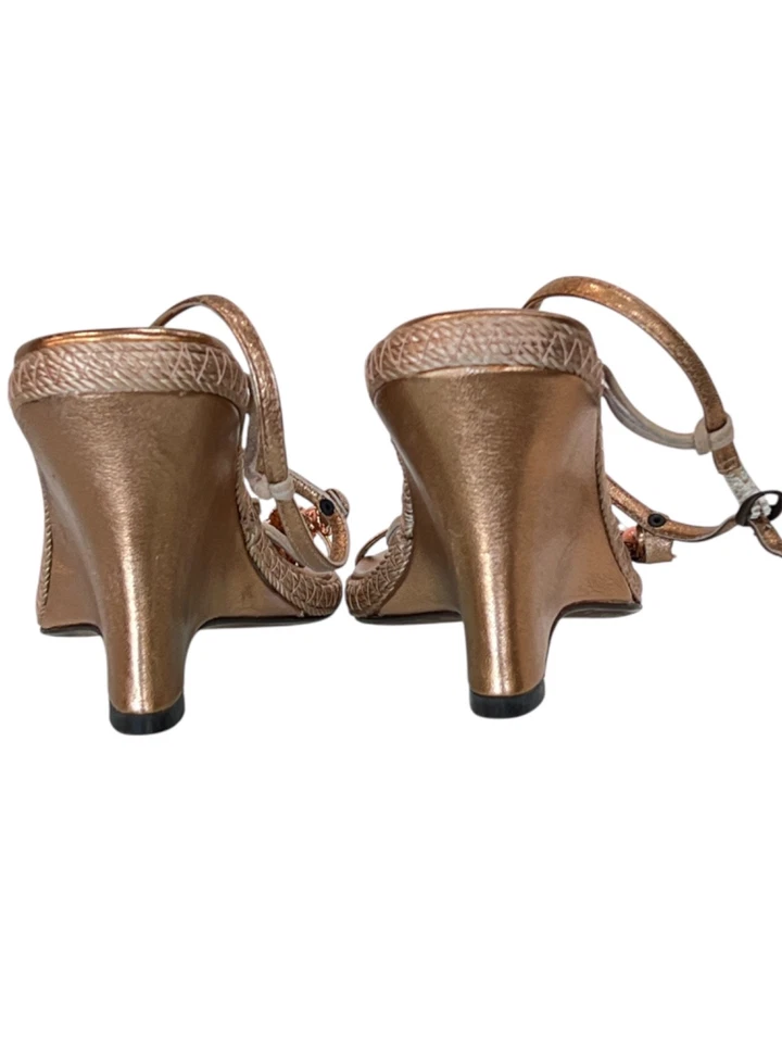 Woman Designer Strappy Gemstone Bronze Wedge Sandals in 8M by Charles David - Image 4 of 4