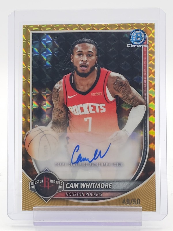 CAM WHITMORE 2025-26 BOWMAN CHROME GOLD GEOMETRIC AUTO /50 #BCA-CW ROCKETS Q4193