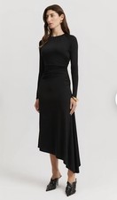 NWT country road Cupro Jersey black midi dres size xs 3/4 sleeve