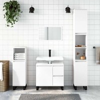 Badschrank Weiß Holzwerkstoff 65X33X60 Cm Badezimmerschrank BadmöBel
