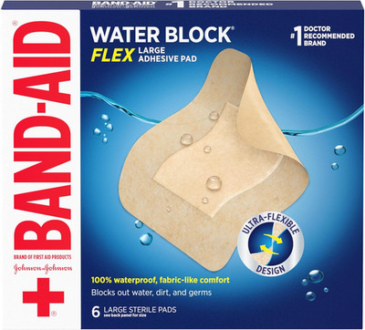 Band-Aid Water Block Flex Waterproof Adhesive Pads Large 6 Ct