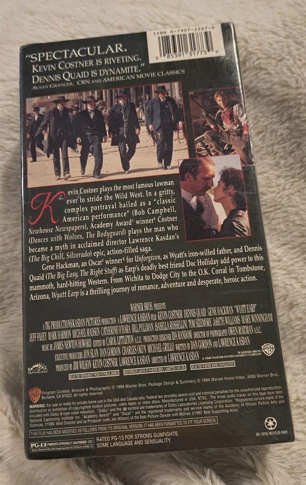 FACTORY SEALED Vtg/1994 WYATT EARP WB Collectors Classic Dbl VHS-Costner/Hackman Foto 2 de 4