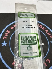 Evergreen Scale. Polystyrene Strips. 14" 8412 HO Scale 4 X 12. .043 X .135 (10)