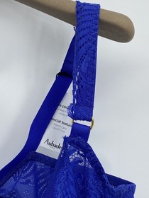 Aubade Paris Womens Half Cup Bra Cyclades Blue Size 36 Cut-Out Trimmed Elegant