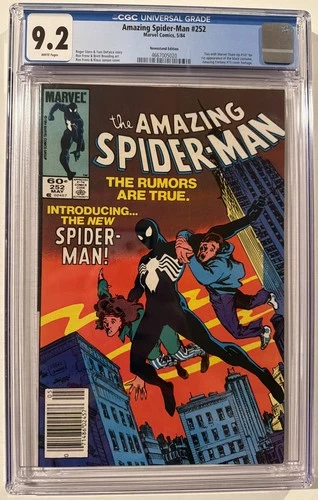 Amazing  Spider-Man #252 CGC 9.2 1ST Black Costume NEWSSTAND EDITION White Pages