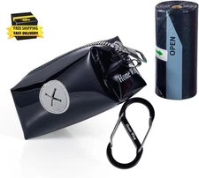 Large Dog Poop Bag Holder, Poop Bag Dispenser with Carabiner Clip for Leash, Ext