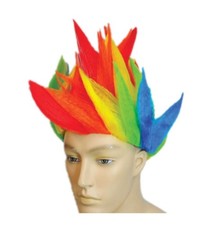 Rainbow Flame Mohawk Costume Wig - Vibrant Unisex Party Accessory For Festivals