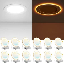 12 Pack 6 Inch 5CCT LED Recessed Ceiling Light 2700K-5000K With Night light