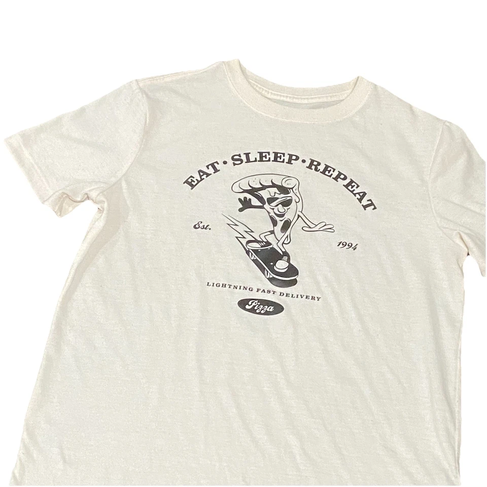 Camiseta Old Navy Boys Pizza Eat Sleep Repeat para niños talla grande (10-12) camiseta gráfica Foto 3 de 4