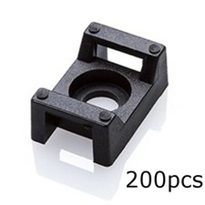 200 Pack 15mm Cable Tie Mount Base Saddle Type Screw Wire Bundle Holder Black