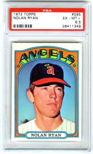 NOLAN RYAN~CALIFORNIA ANGELS~1972 TOPPS PSA-6.5 (EX-MT+) WELL-CENTERED CARD #595