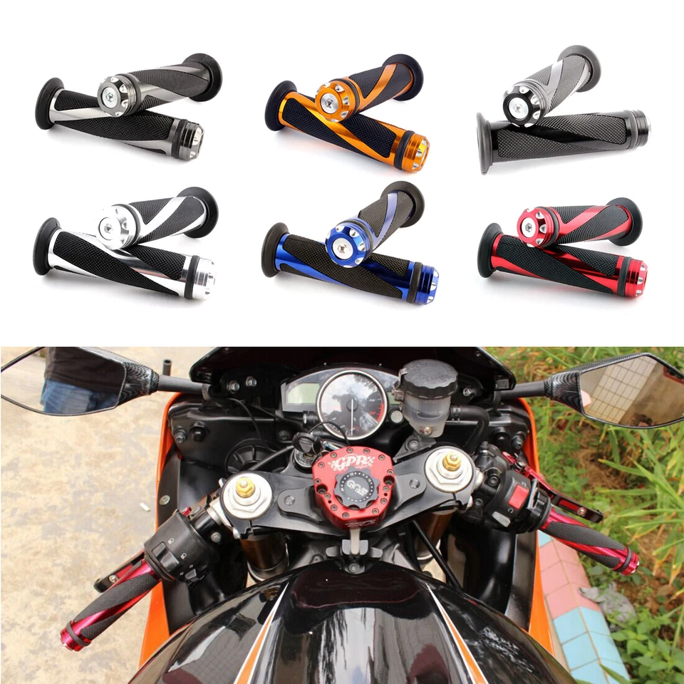 Motorcycle Rubber Gel Hand Grips 7/8" Handle Bar End Cap Plug For Kawasaki Z125 - Image 3 of 4
