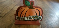 Fall Pumpkin Wood Decor Shelf Counter Top Sitter Wood 5" T X 5" W