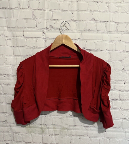 Atmosphere Women's Bellaro Cardigan Size 18 Red Burgundy  Puff Sleeve 3/4 Sleeve - Picture 1 of 5