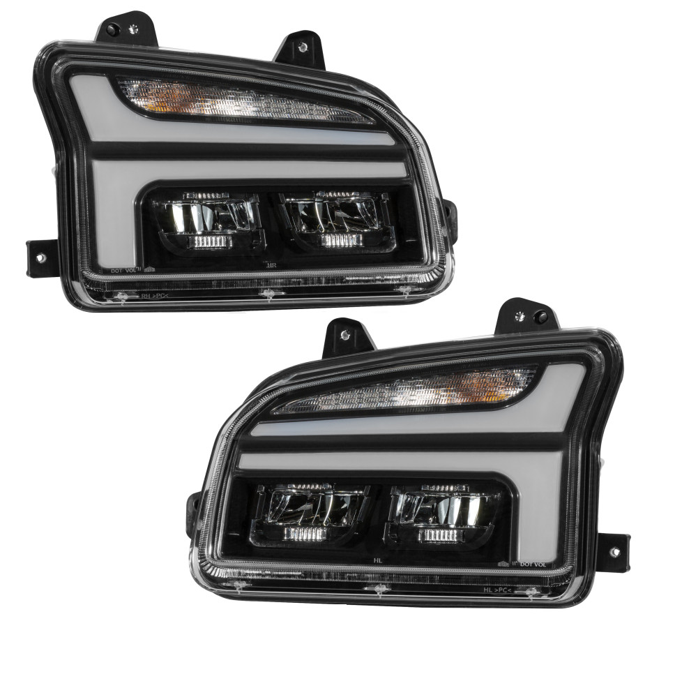 Pair Set Black Headlight Fit For 2014-up Kenworth T880 Driver and 