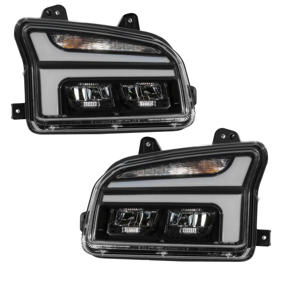 Pair Set Black Headlight Fit For 2014-up Kenworth T880 Driver and 