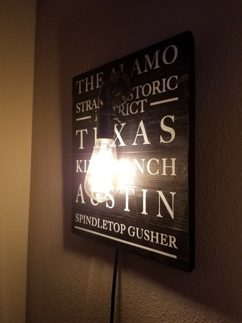 Texas Themed Austin Wall Decor Light Fixture Vintage NO ...