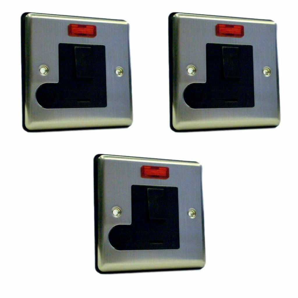 One Electrical - Connection Unit Switched Spur with Neon Brushed Chrome with Black Insert - Image 8